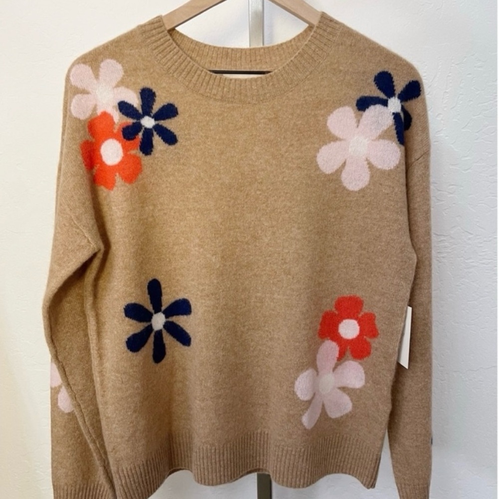 Cynthia Rowley Sz Med Designer 2 Ply  Floral Pattern Cashmere Sweater
